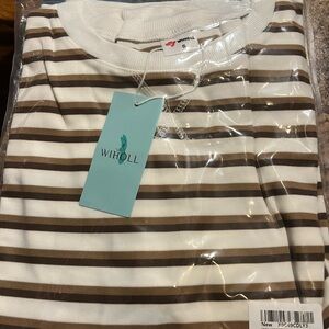 WHOLL Striped Brown and White Shirt
